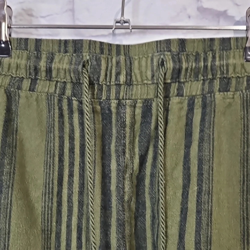 Green Striped Women's Shorts